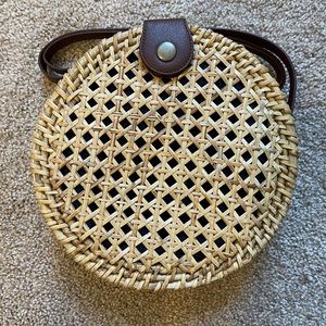 Straw Crossbody Round Bag